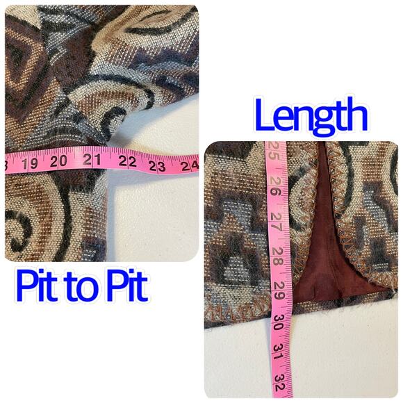 David Paul New York Vintage 80s Brown Aztec Ethnic Soft Flannel Retro Blazer M - Picture 13 of 13